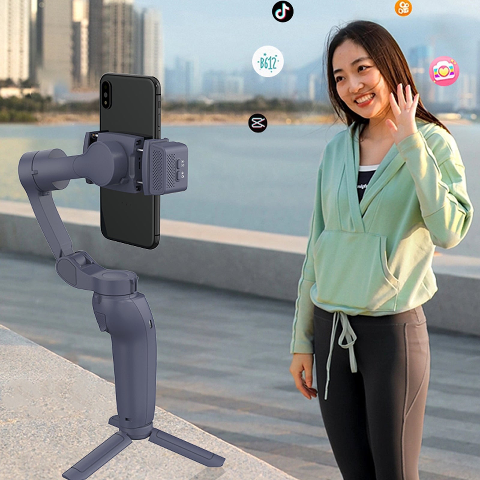 F12 Anti-shake Gimbal Phone Holder Live Streaming Stabilizer with AI Face Tracking Module + Fill Light F12 Anti-shake Gimbal Phone Holder Live Streaming Stabilizer with AI Face Tracking Module + Fill Light